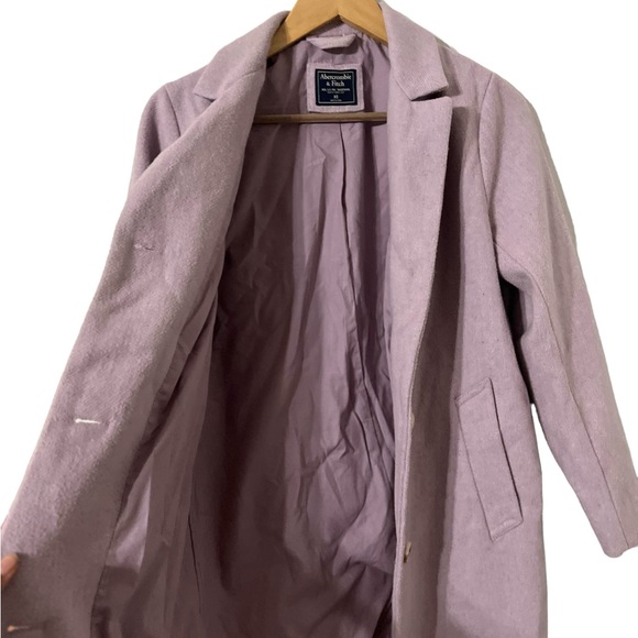 ABERCROMBIE & FITCH Dad Wool Mix Lilac Pea Coat Jacket - Picture 9 of 11